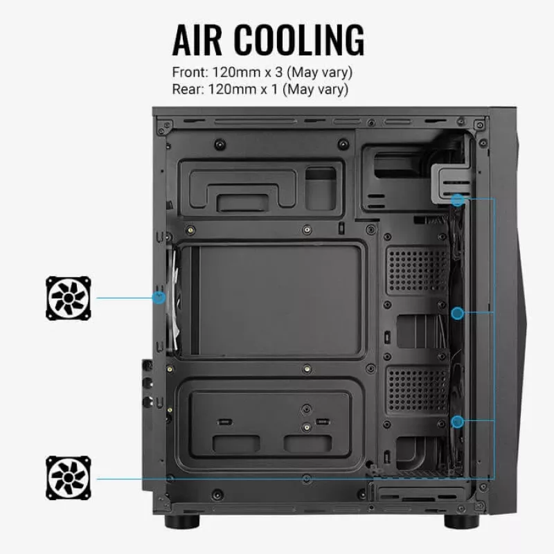 Aerocool Glider vidro temperado preto