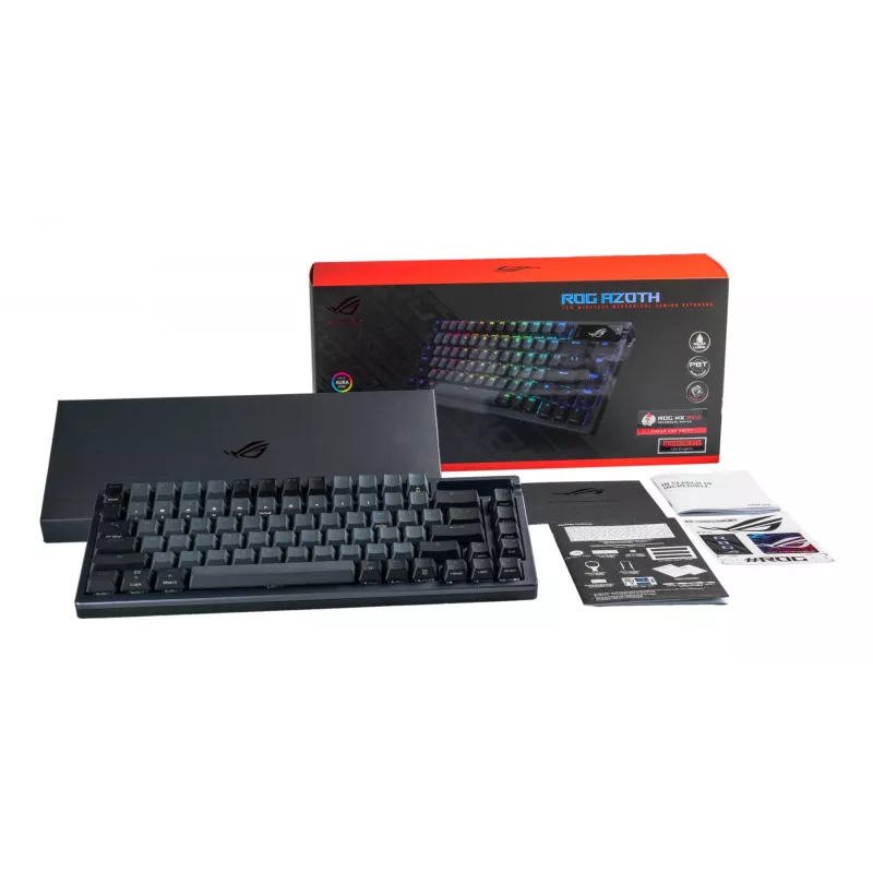 ASUS ROG AZOTH teclado Gaming USB RF Wireless Bluetooth preto 75% (teclado nórdico)