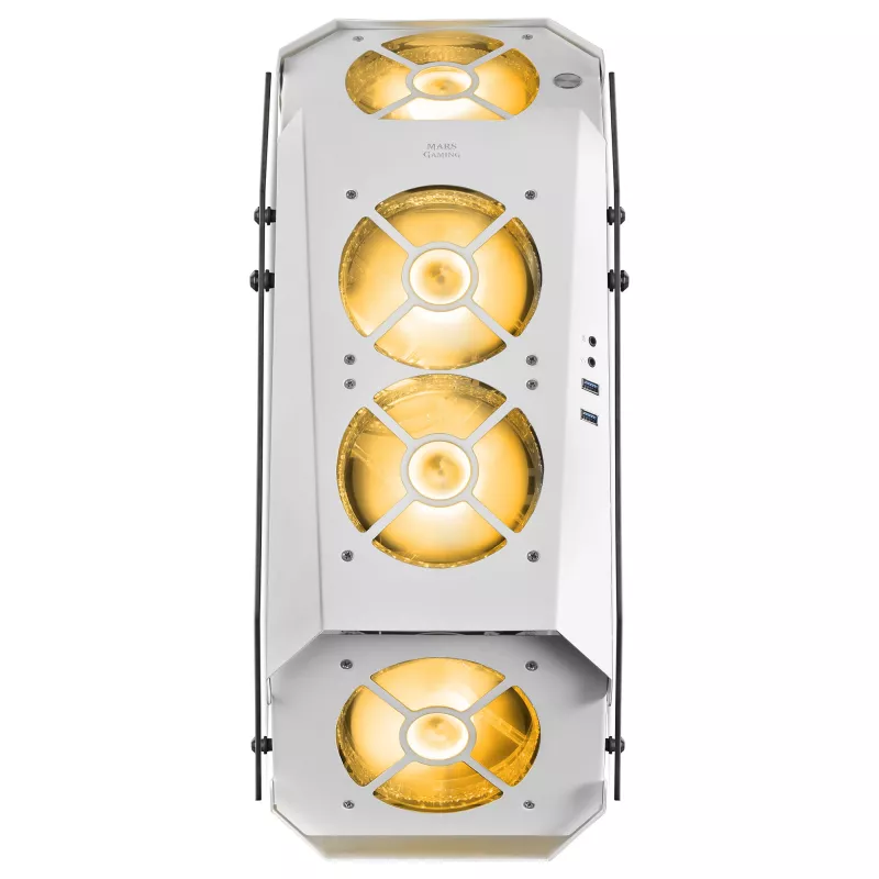 Mars Gaming MC51W caixa ATX Gaming para PC branca com vidro temperado duplo, 5 ventoinhas RGB 12cm