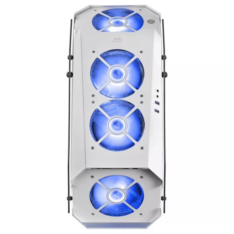 Mars Gaming MC51W caixa ATX Gaming para PC branca com vidro temperado duplo, 5 ventoinhas RGB 12cm