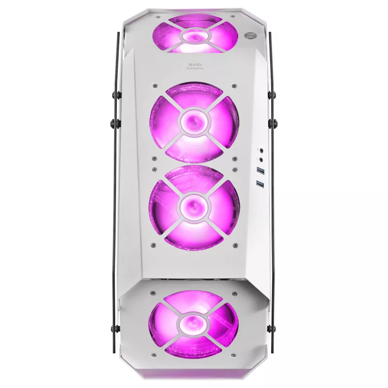 Mars Gaming MC51W caixa ATX Gaming para PC branca com vidro temperado duplo, 5 ventoinhas RGB 12cm