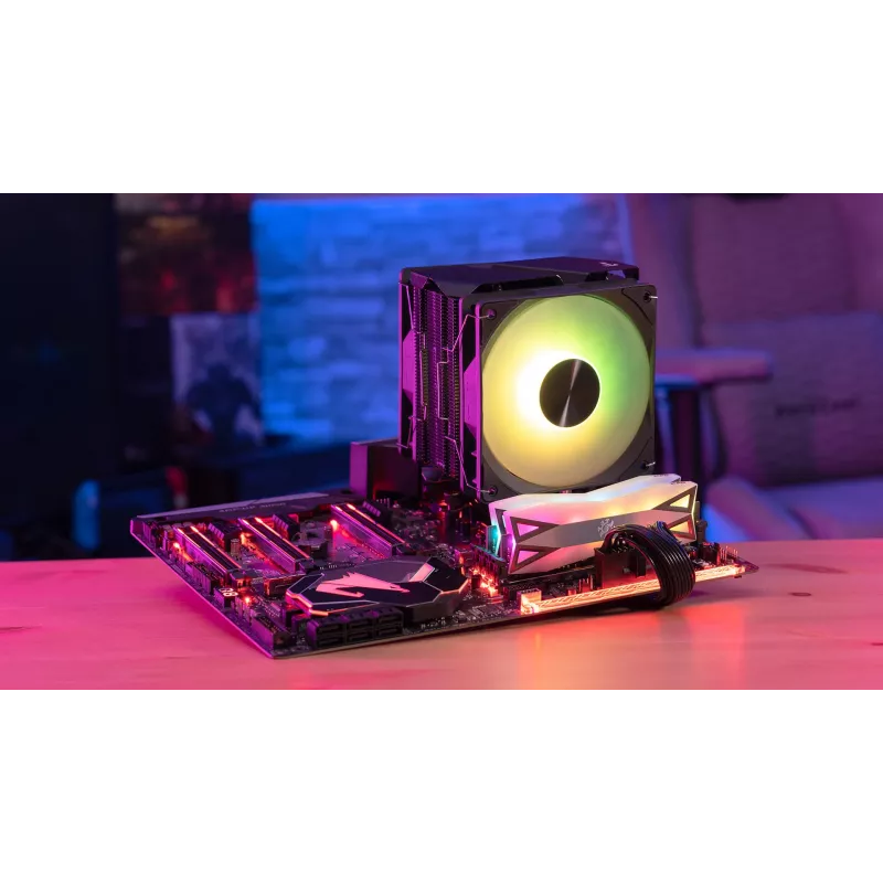 Aerocool Rime 4 Arrefecedor de ar para processador duplo 12 cm Preto 1 unid.