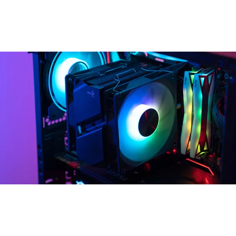 Aerocool Rime 4 Arrefecedor de ar para processador duplo 12 cm Preto 1 unid.
