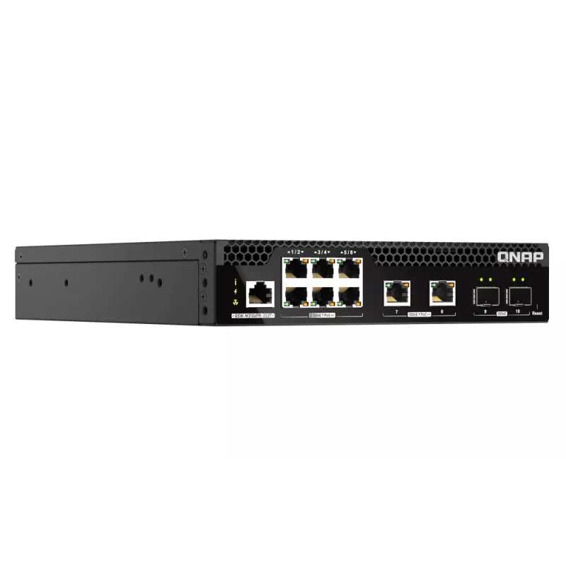QNAP QSW-M2106PR-2S2T Comutador de rede Gerido L2 10G Ethernet (100/1000/10000) Power over Ethernet (PoE) 1U Preto