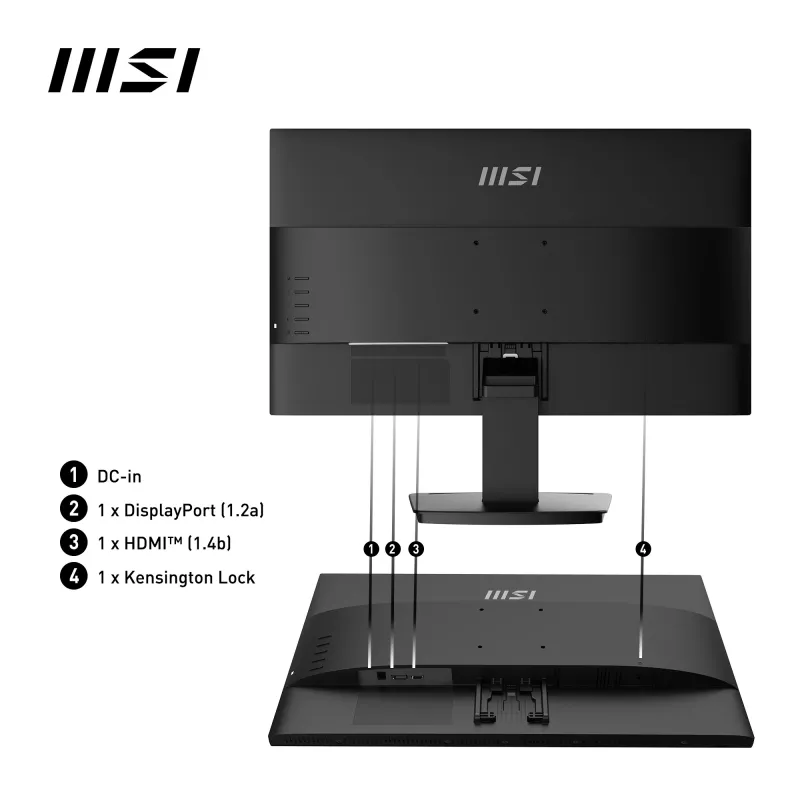 MSI Pro MP2412 Monitor de computador 60,5 cm (23,8 polegadas) 1920 x 1080 píxeis Full HD LCD Preto