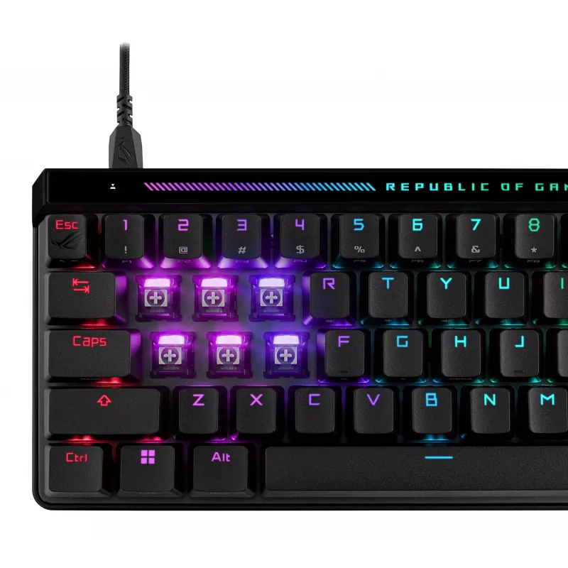 Teclado gaming mecânico ASUS ROG Falchion ACE HFX 65% analógico com switches magnéticos ROG HFX