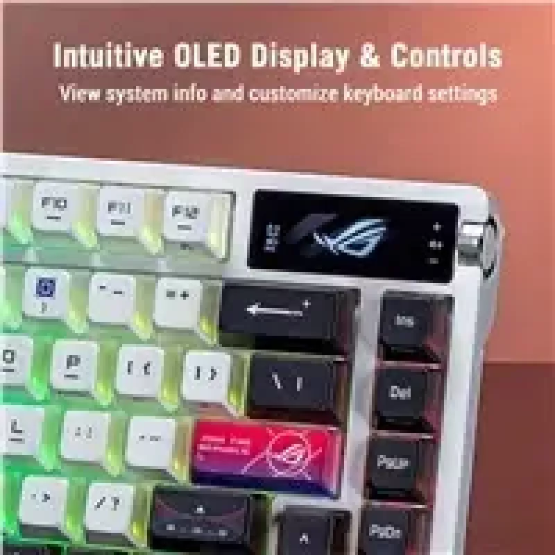 Teclado mecânico sem fios ASUS ROG Azoth X — layout US, Bluetooth e RF 2,4 GHz, branco