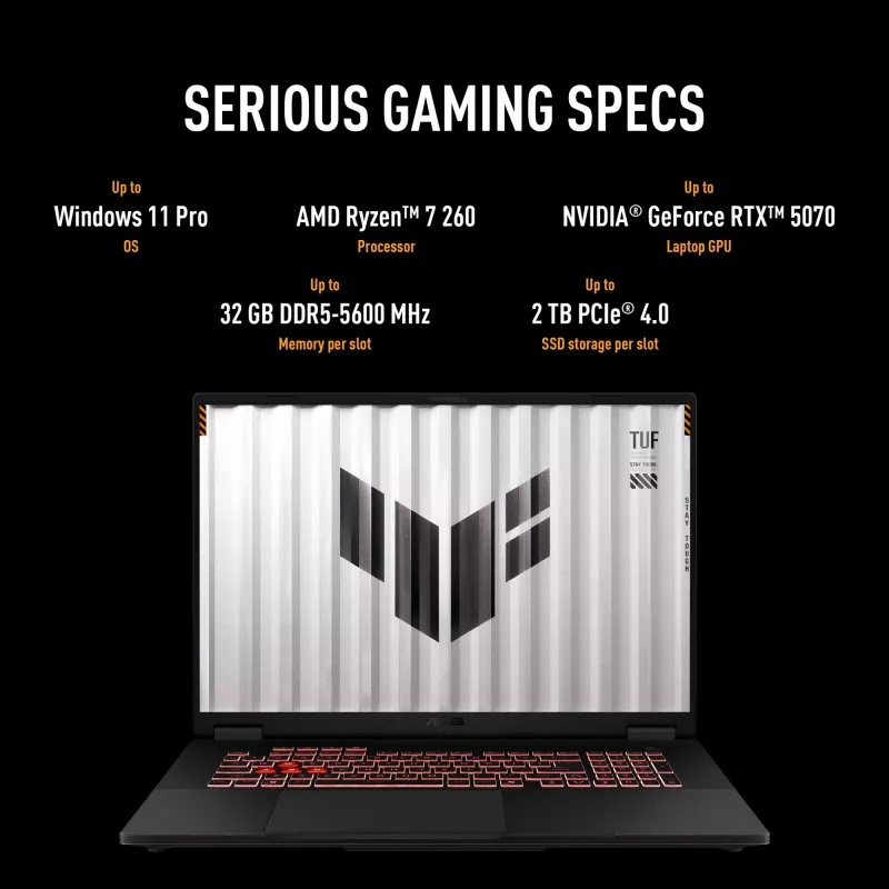 ASUS TUF Gaming A18 FA808UH-S8076W AMD Ryzen™ 7 260 Portátil 45,7 cm (18