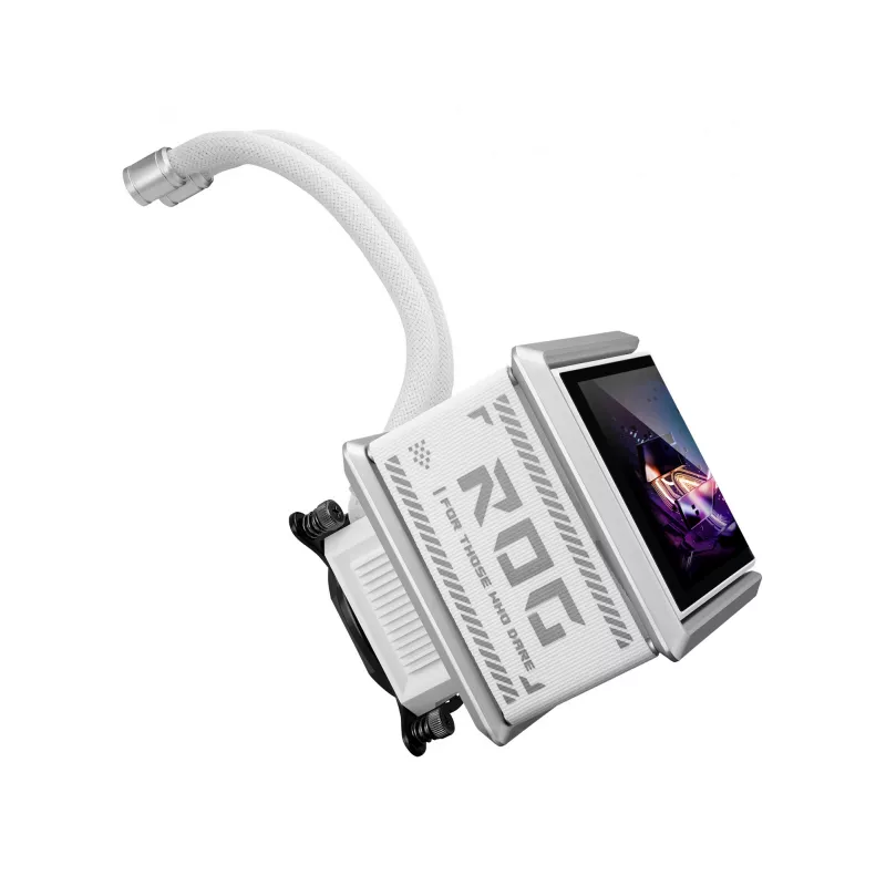 Refrigeração líquida tudo-em-um ASUS ROG Ryuo IV SLC 360 ARGB White Edition — radiador de 360 mm, 3 ventoinhas de 120 mm, ecrã AMOLED, suporte para LGA 1700