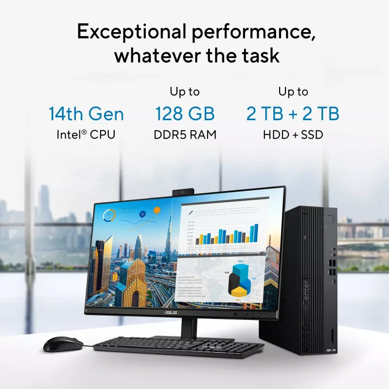 ASUS ExpertCenter D7 SFF D701SER-714700311X Intel® Core™ i7 i7-14700 16 GB DDR5-SDRAM 1 TB SSD Windows 11 Pro PC Preto