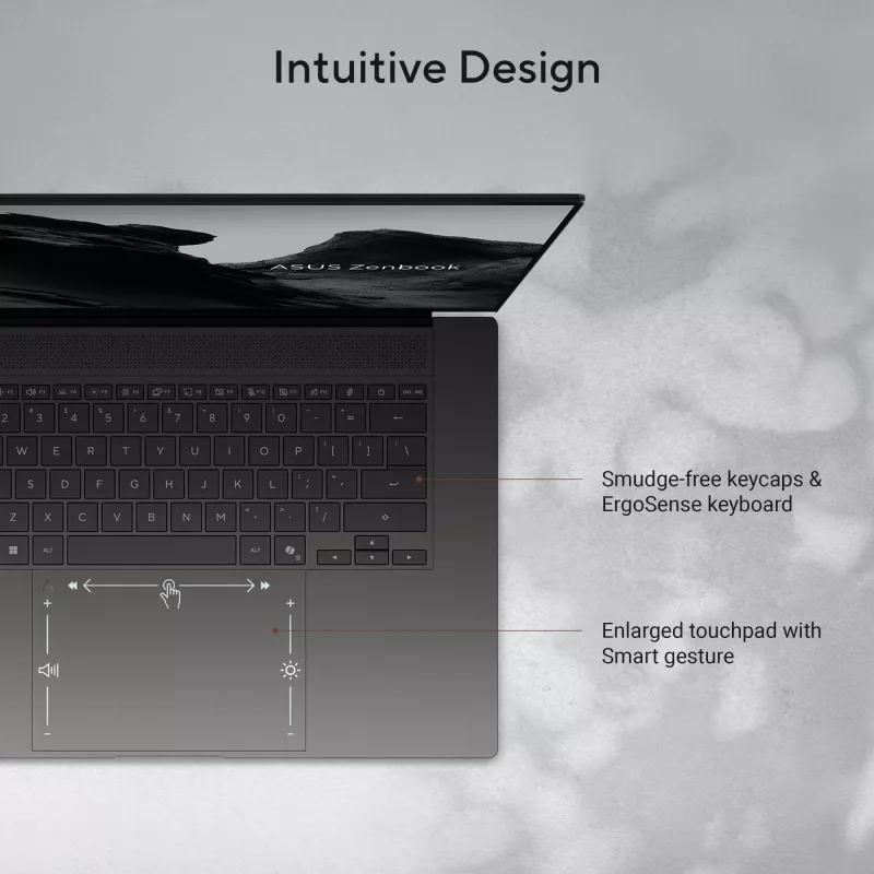 ASUS Zenbook S16 UM5606GA-SS180W Copilot+ PC AMD Ryzen AI 9 465 Portátil 40,6 cm (16 inch) 3K 32 GB LPDDR5x-SDRAM 1 TB SSD Wi-Fi 7 (802.11be) Windows 11 Home Neerlandês Cinzento