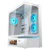 Caixa de PC Midi Tower COUGAR CFV235 Vision – ARGB, LCD 23,3 cm (9,16 polegadas), vidro temperado, branco, suporta ATX/Micro-ITX, 2x 3,5 polegadas + 2x 2,5 polegadas