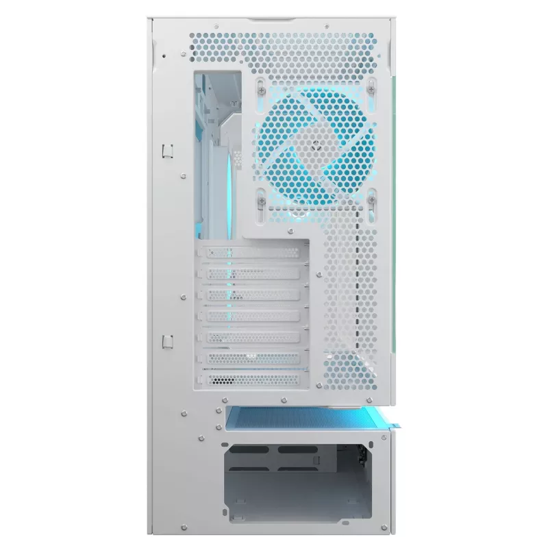 Caixa de PC Midi Tower COUGAR CFV235 Vision – ARGB, LCD 23,3 cm (9,16 polegadas), vidro temperado, branco, suporta ATX/Micro-ITX, 2x 3,5 polegadas + 2x 2,5 polegadas