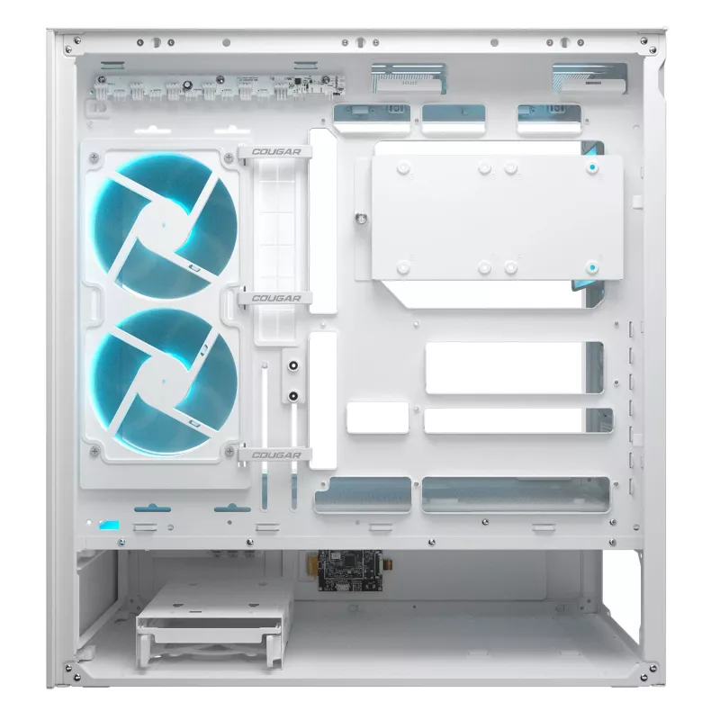 Caixa de PC Midi Tower COUGAR CFV235 Vision – ARGB, LCD 23,3 cm (9,16 polegadas), vidro temperado, branco, suporta ATX/Micro-ITX, 2x 3,5 polegadas + 2x 2,5 polegadas