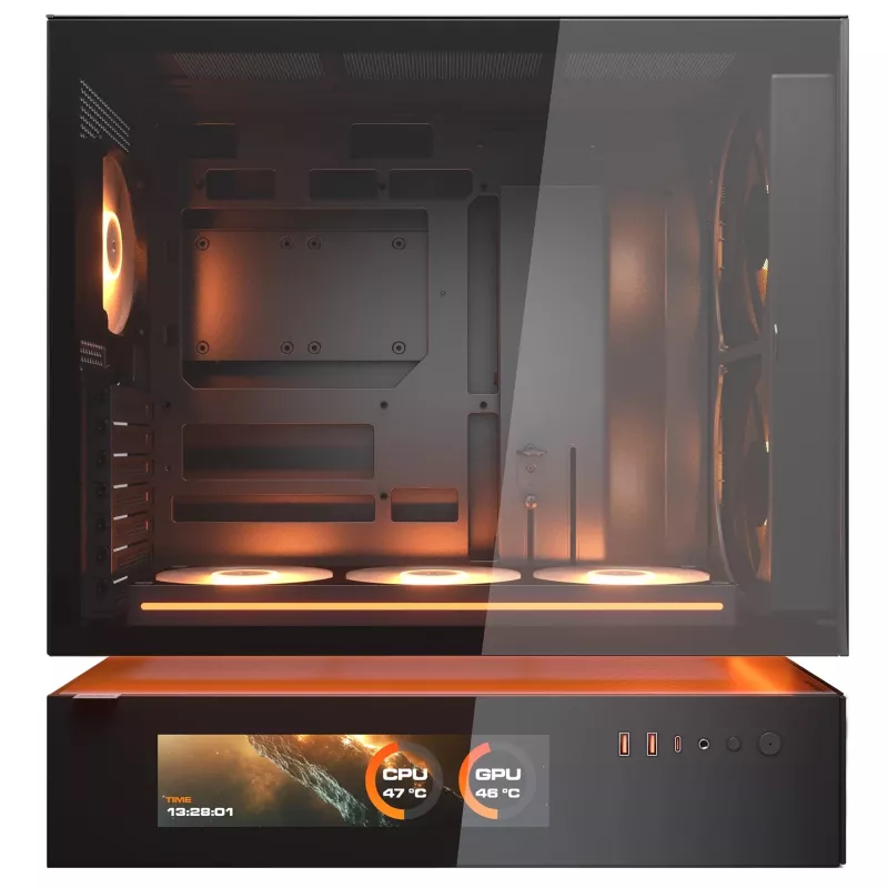Caixa de PC Midi Tower COUGAR CFV235 Vision — ARGB, LCD 23,3 cm (9,16