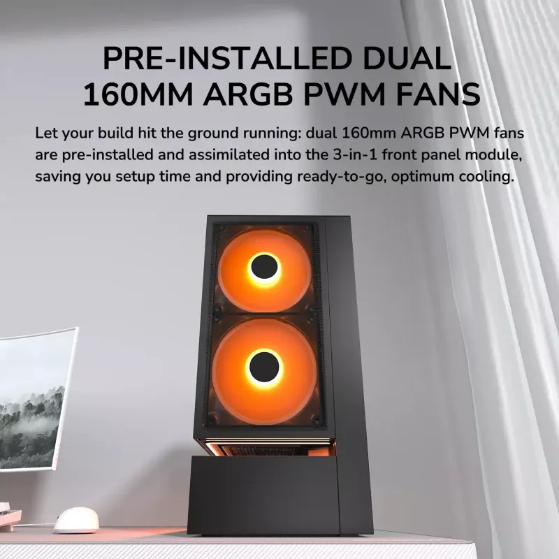Caixa de PC Midi Tower COUGAR CFV235 Vision — ARGB, LCD 23,3 cm (9,16