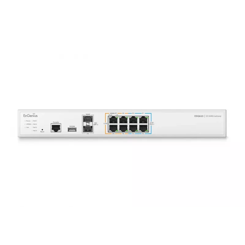 Gateway de segurança gerido EnGenius Cloud 2 x 2,5 GbE LAN & 6 x 2,5 GbE WAN & 2 portas SFP+