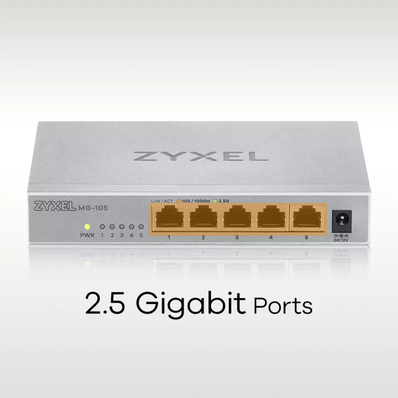 Zyxel MG-105 Não gerido 2.5G Ethernet (100/1000/2500) aço