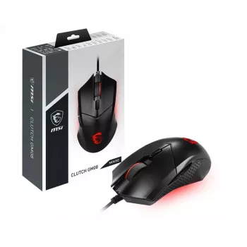 MSI CLUTCH GM08 Rato Gaming ótico 'sensor ótico de 4200 DPI, 6 botões programáveis, design simétrico, interruptor durável com mais de 10 milhões de cliques, ajuste de peso, LED vermelho'
