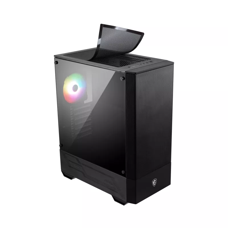MSI MAG FORGE 111R Caixa de computador Gaming Mid Tower 'preto, 1x ventoinha ARGB PWM de 120mm, hub ARGB 1-6, Mystic Light Sync, painel de vidro temperado, ATX, mATX, mini-ITX'