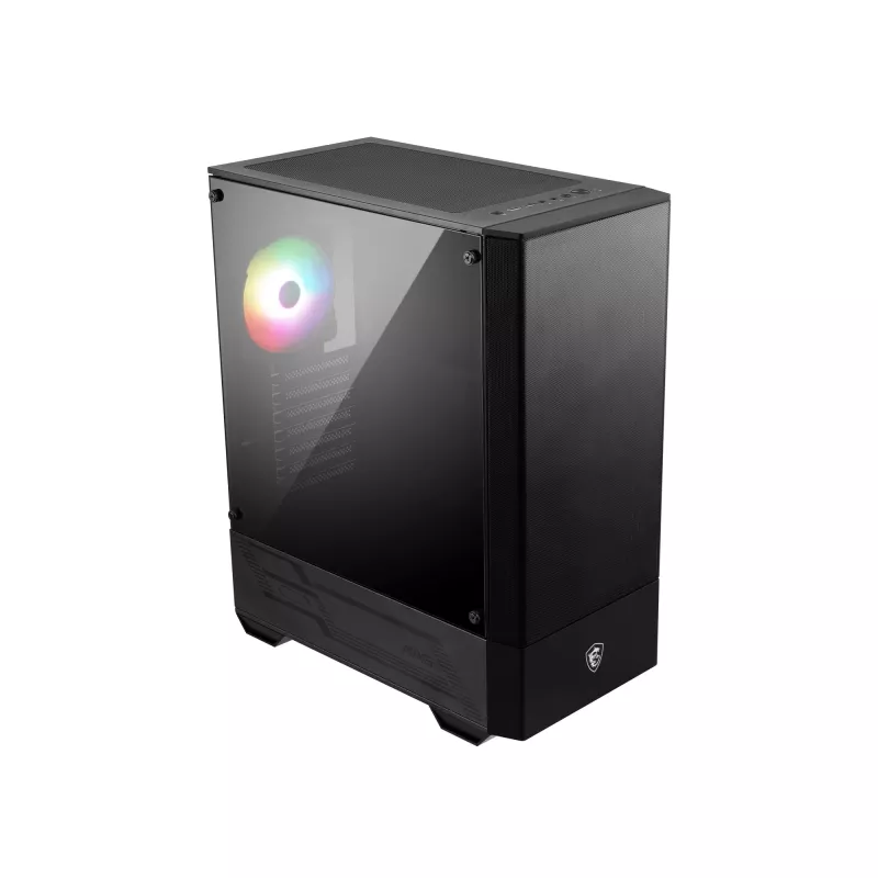 MSI MAG FORGE 111R Caixa de computador Gaming Mid Tower 'preto, 1x ventoinha ARGB PWM de 120mm, hub ARGB 1-6, Mystic Light Sync, painel de vidro temperado, ATX, mATX, mini-ITX'