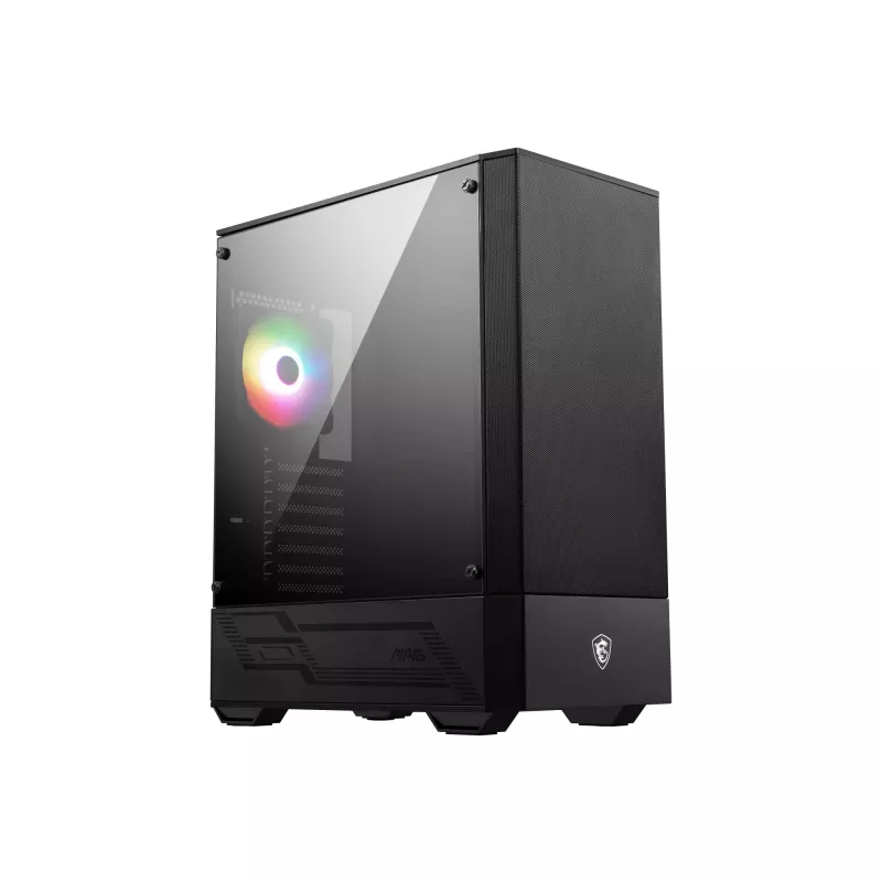 MSI MAG FORGE 111R Caixa de computador Gaming Mid Tower 'preto, 1x ventoinha ARGB PWM de 120mm, hub ARGB 1-6, Mystic Light Sync, painel de vidro temperado, ATX, mATX, mini-ITX'