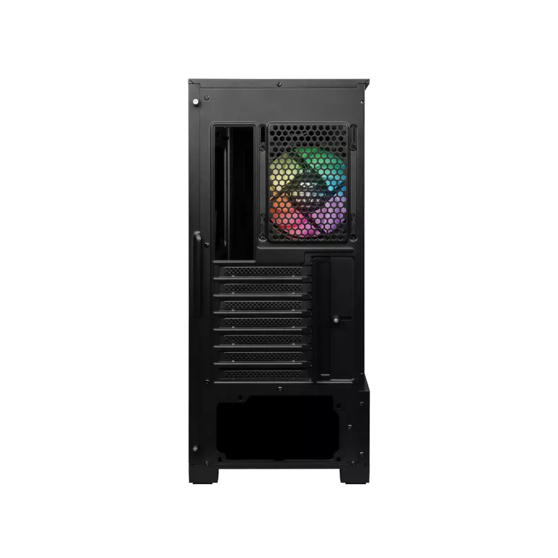 MSI MAG FORGE 111R Caixa de computador Gaming Mid Tower 'preto, 1x ventoinha ARGB PWM de 120mm, hub ARGB 1-6, Mystic Light Sync, painel de vidro temperado, ATX, mATX, mini-ITX'