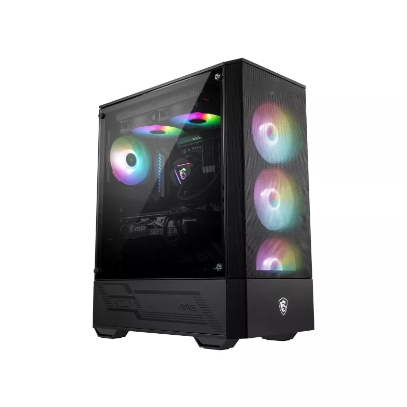 MSI MAG FORGE 111R Caixa de computador Gaming Mid Tower 'preto, 1x ventoinha ARGB PWM de 120mm, hub ARGB 1-6, Mystic Light Sync, painel de vidro temperado, ATX, mATX, mini-ITX'