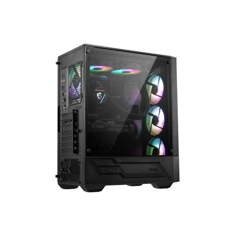 MSI MAG FORGE 111R Caixa de computador Gaming Mid Tower 'preto, 1x ventoinha ARGB PWM de 120mm, hub ARGB 1-6, Mystic Light Sync, painel de vidro temperado, ATX, mATX, mini-ITX'