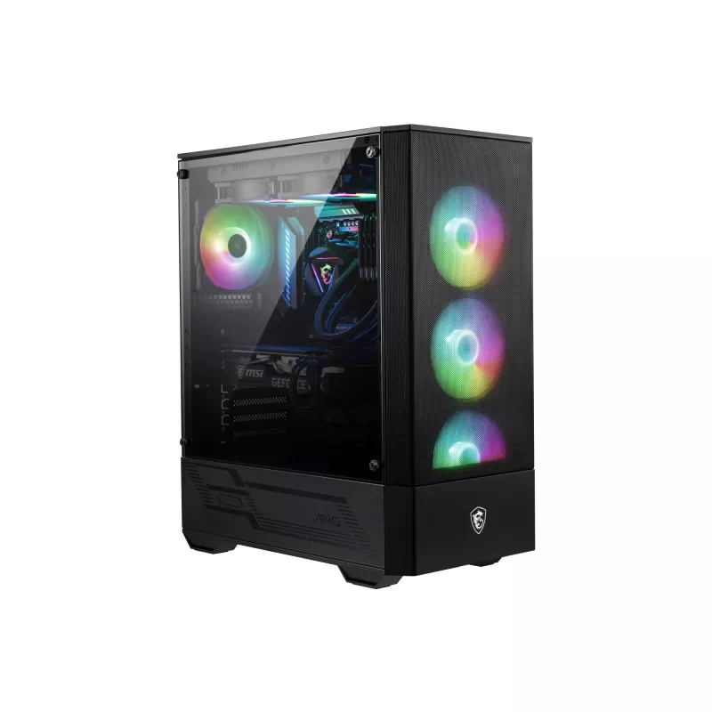 MSI MAG FORGE 111R Caixa de computador Gaming Mid Tower 'preto, 1x ventoinha ARGB PWM de 120mm, hub ARGB 1-6, Mystic Light Sync, painel de vidro temperado, ATX, mATX, mini-ITX'