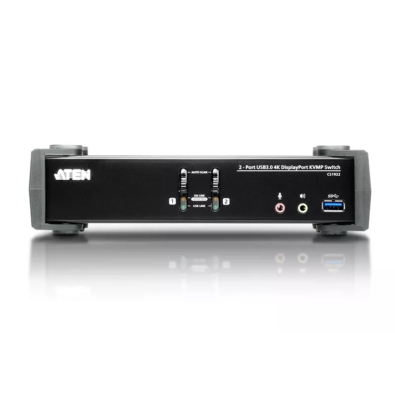 ATEN Switch KVMP™ USB 3.1 Gen 1 DisplayPort 1.2 4K de 2 portas com áudio (cabo KVM incluído)