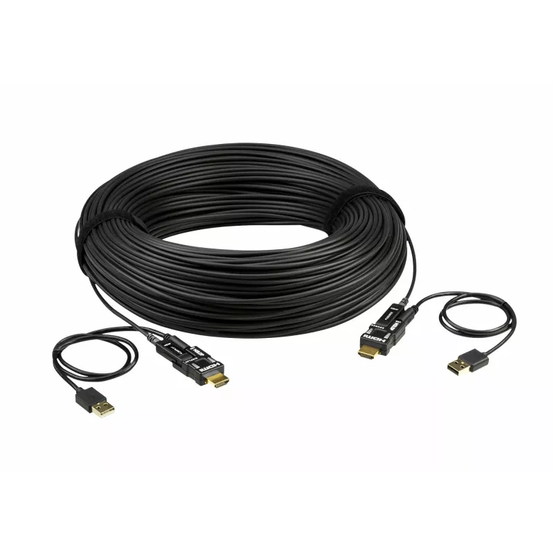 ATEN Cabo ótico ativo HDMI 4K de 100m, 100 m, HDMI tipo D (Micro), HDMI tipo D (Micro), 3D, 18 Gbit/s, preto