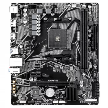 GIGABYTE A520M H ARGB Motherboard - Suporta CPUs AMD Ryzen 5000 Série, até 5100MHz DDR4 (OC), PCIe 3.0 x4 M.2, 1 GbE LAN, USB 3.2 Gen 1