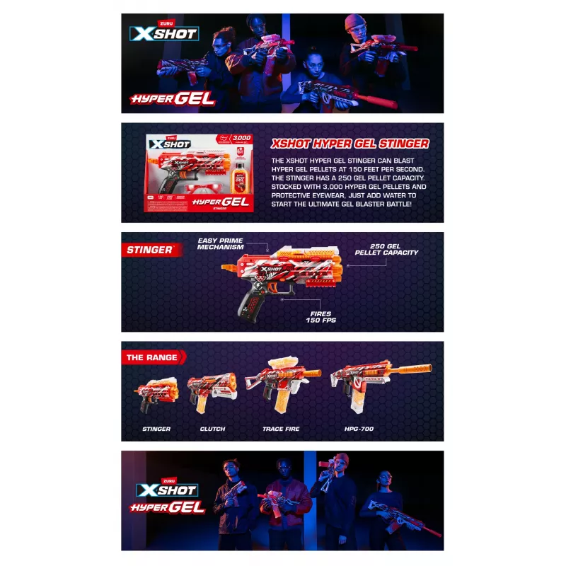 XSHOT Hyper Gel Stinger Blaster (3.000 Hyper Gel Pellets) ZURU