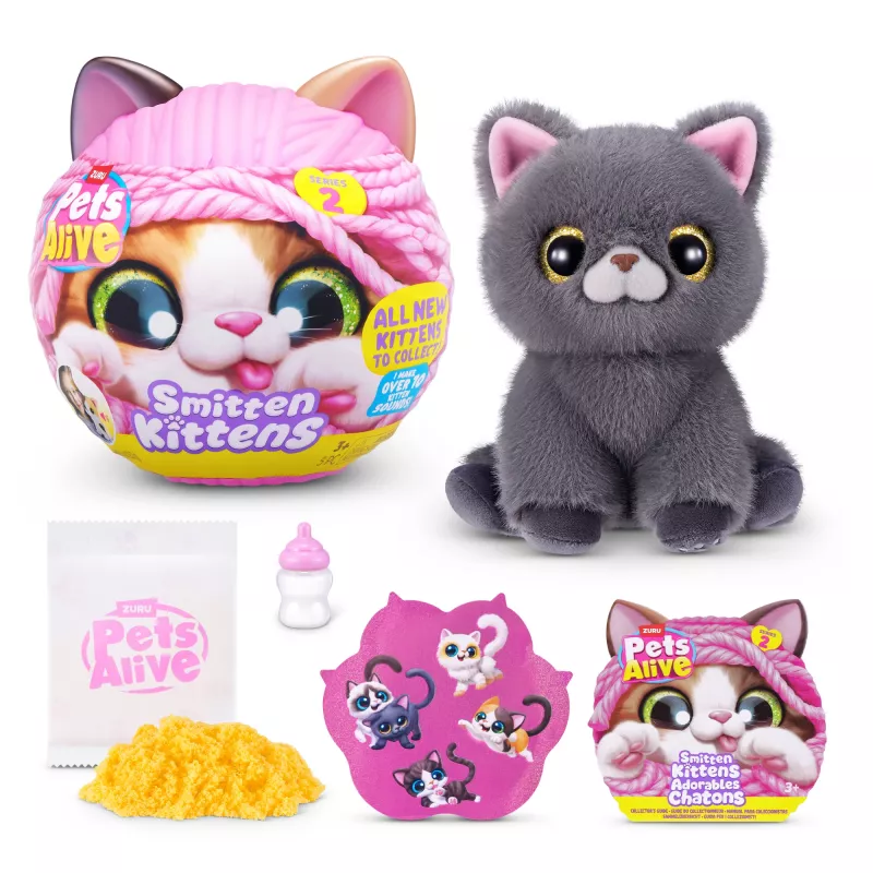 Gato de brinquedo Zuru Pets Alive Smitten Kittens Series 2 – brinquedo interativo com som, a partir de 3 anos, pilhas AAA