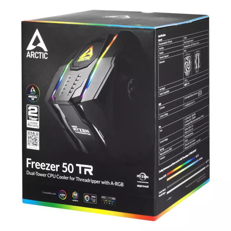 ARCTIC Freezer 50 TR - dissipador de CPU de torre dupla para AMD Ryzen Threadripper com A-RGB
