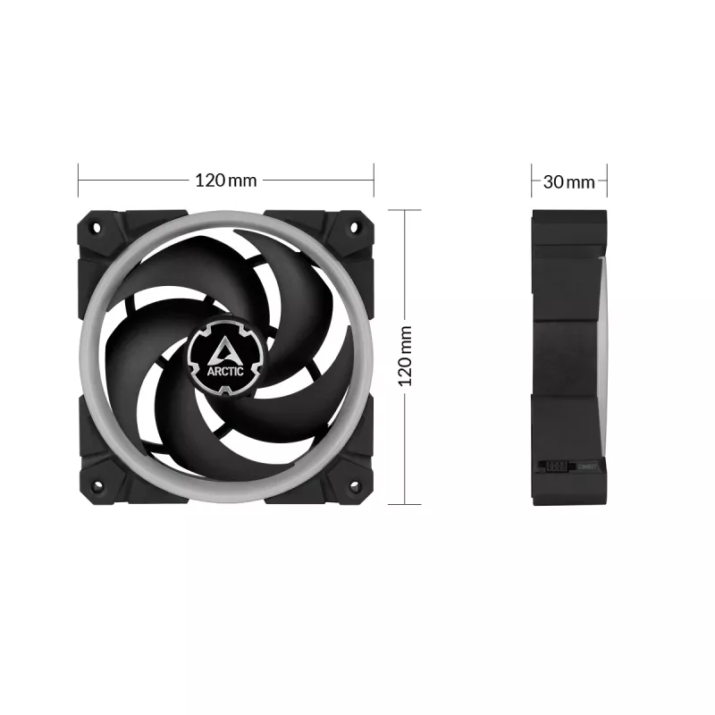 ARCTIC BioniX P120 A-RGB ventoinha de caixa de 120 mm, pack de 3, preto