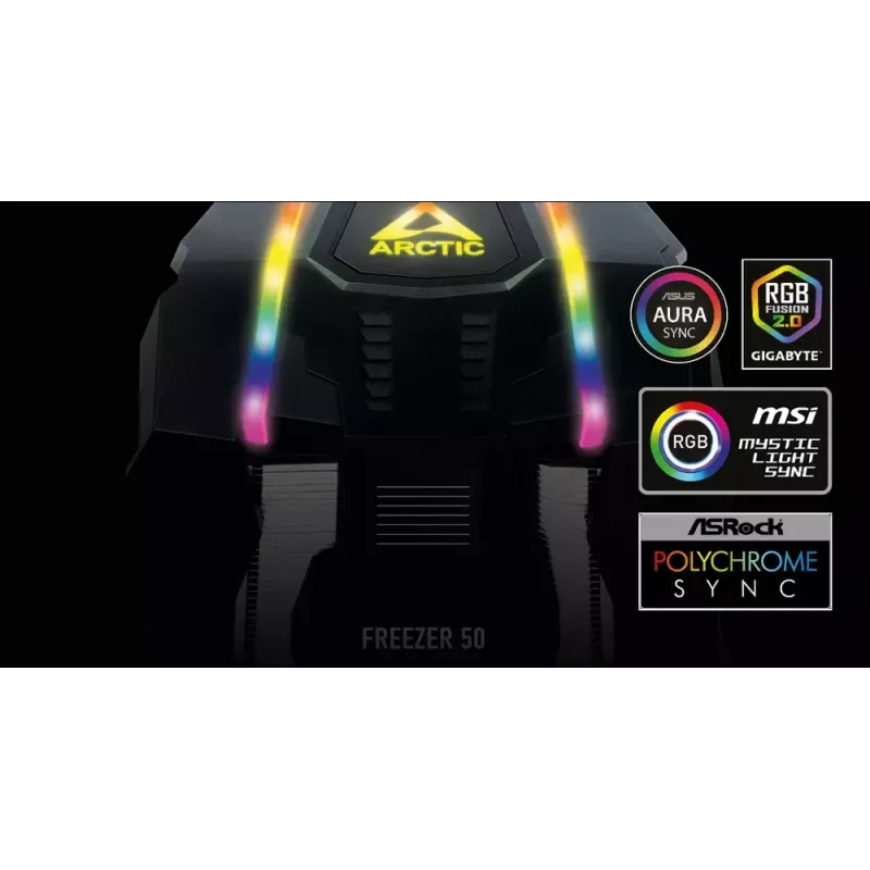 ARCTIC Freezer 50 incl. controlador A-RGB – dissipador de CPU de torre dupla multi-compatível com A-RGB