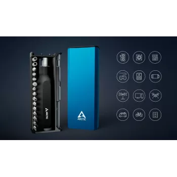 ARCTIC conjunto de chaves de fendas de catraca aço preto azul 1/4 polegadas