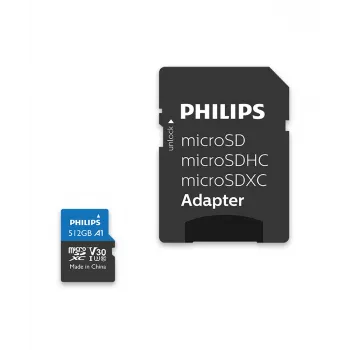 Philips FM51MP65B/00 cartão microSDXC, 512 GB, Class 10, UHS-I U3, incl. adaptador