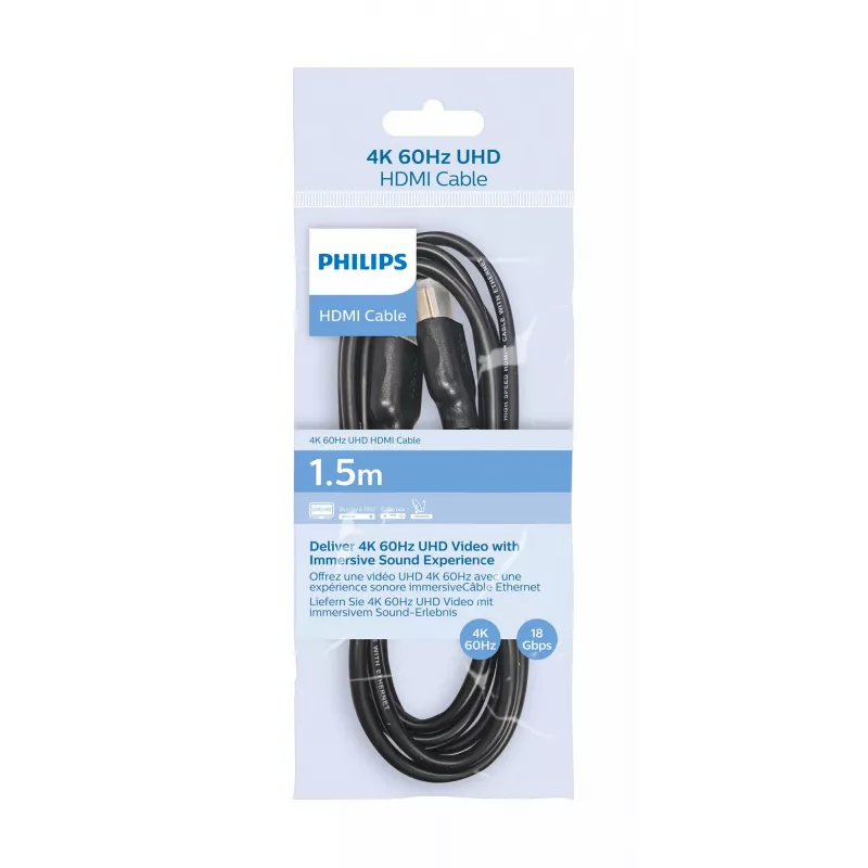 Cabo HDMI Philips SWV5510/00 1,5 m Type-A macho 18 Gbit/s preto