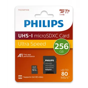 Philips FM25MP45B/00 cartão microSDXC, 256 GB, Class 10, UHS-I U1, incl. adaptador