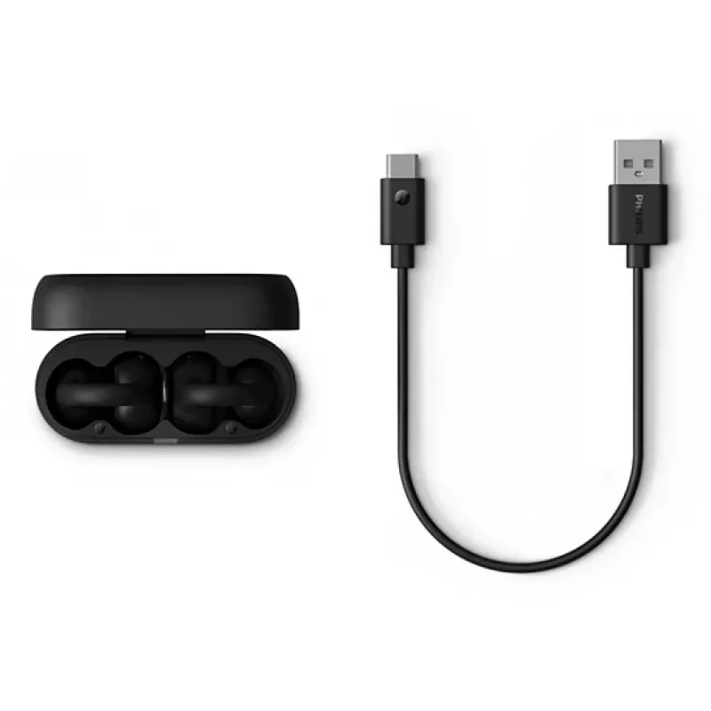 Headset Philips 2000 Série TAQ2000BK True Wireless Stereo (TWS) clipe de orelha, open-ear chamadas/música Bluetooth preto