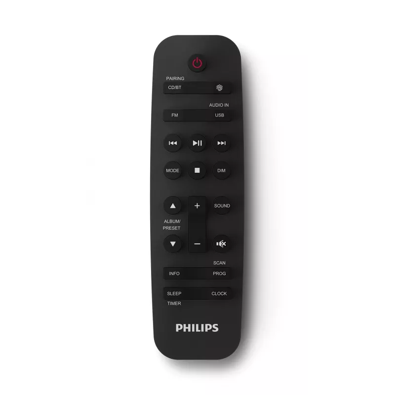 Micro-sistema de áudio doméstico Philips TAM4205M2/12 — 80 W RMS, colunas de 2 vias, Bluetooth, FM, visor LED, carregamento de disco por gaveta (preto/prateado)