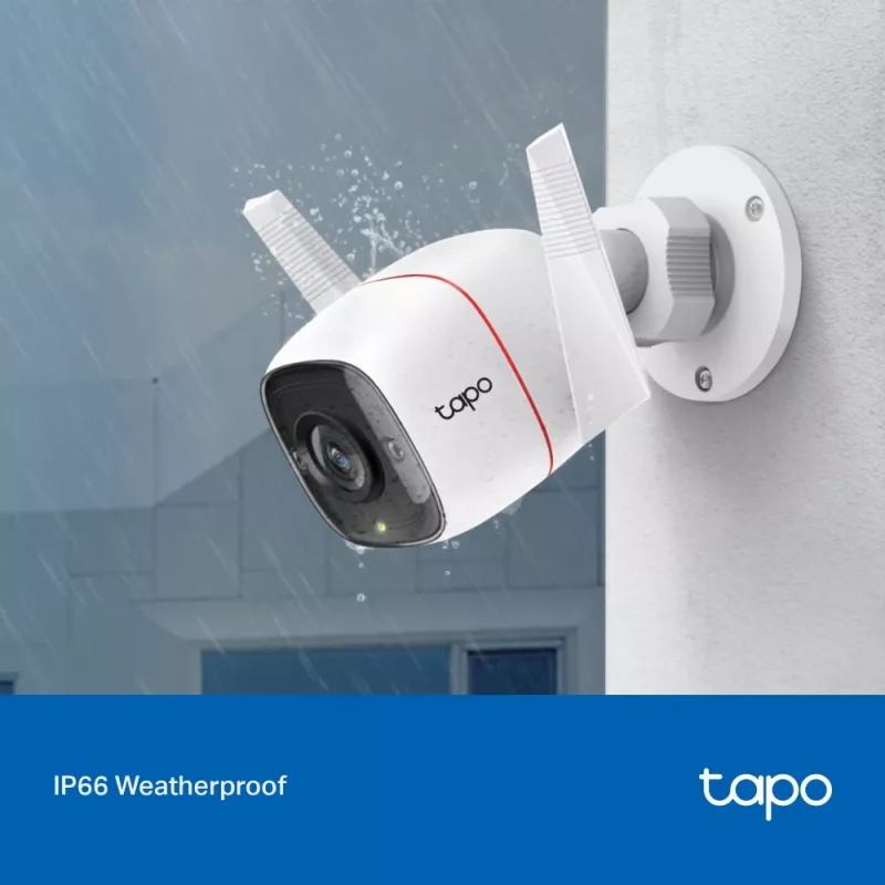 TP-Link Tapo câmara de segurança Wi-Fi para exterior, câmara de segurança IP, exterior, com fios e sem fios, CE, NCC, montagem na parede, branco