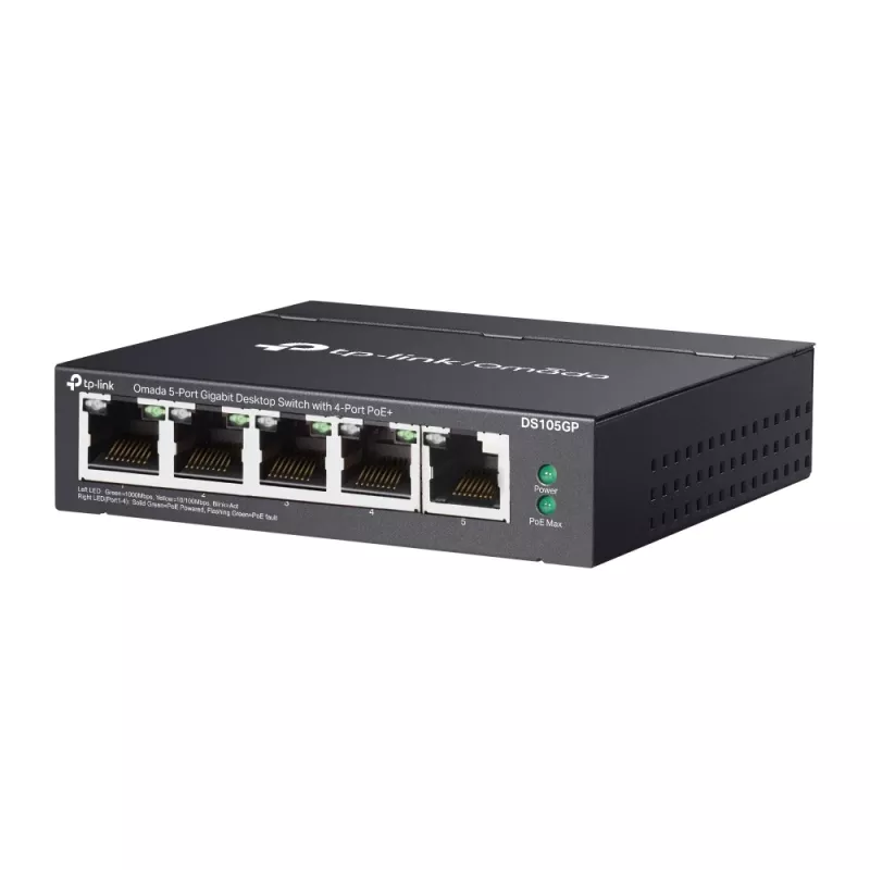 Switch de rede TP-Link Omada DS105GP não gerido Gigabit Ethernet (10/100/1000) Power over Ethernet (PoE) preto