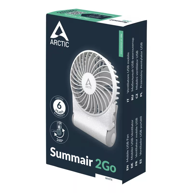ARCTIC Summair 2Go - Ventilador de mão potente com autonomia extra longa