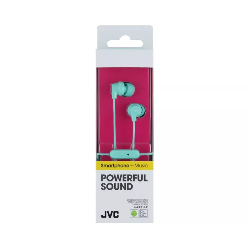 Auscultadores intra-auriculares coloridos JVC HA-FR15-Z-E com telecomando e microfone