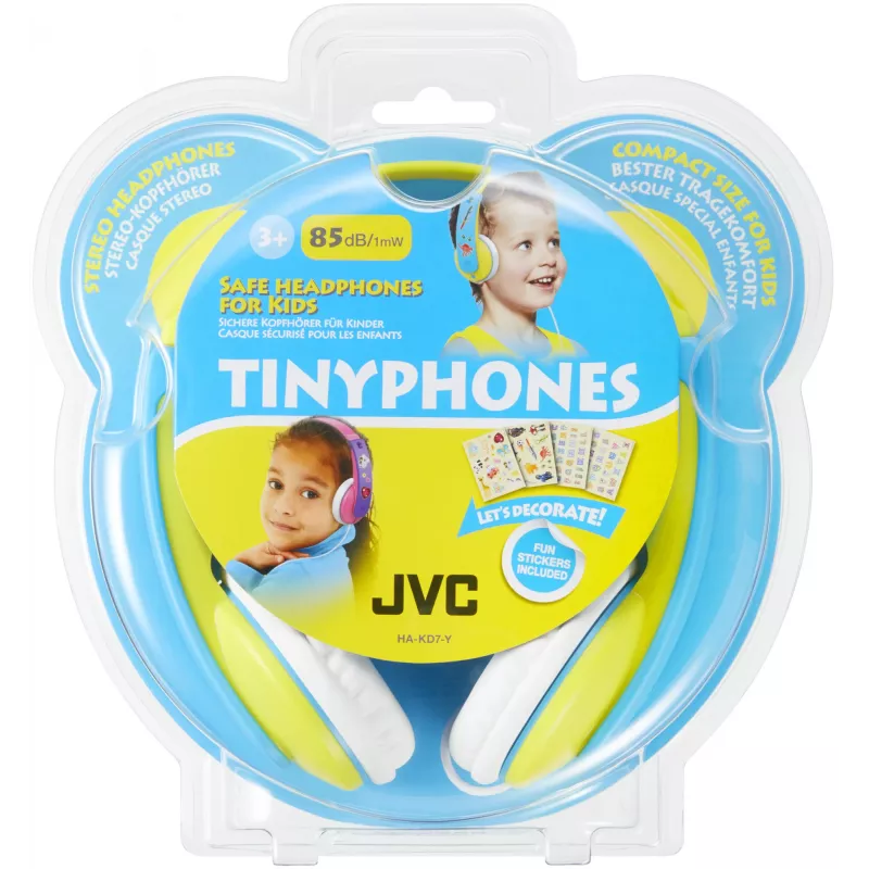 Auscultadores JVC HA-KD7-Y-E com fios arco de nuca música azul, amarelo