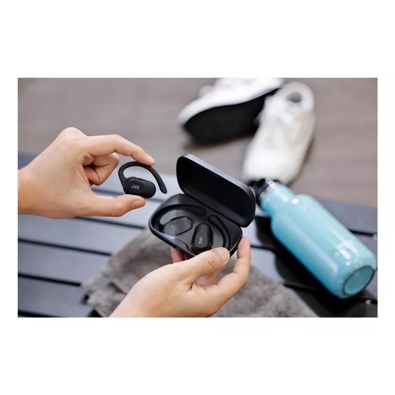 Headset JVC HA-NP40T True Wireless Stereo TWS gancho de orelha Bluetooth preto, 20–20000 Hz, 10 m